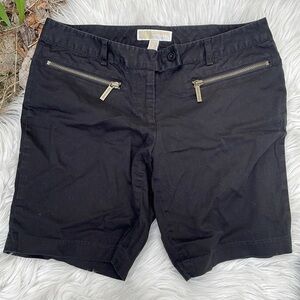 MICHAEL Kors Black Shorts with Front Zipper Pockets‎